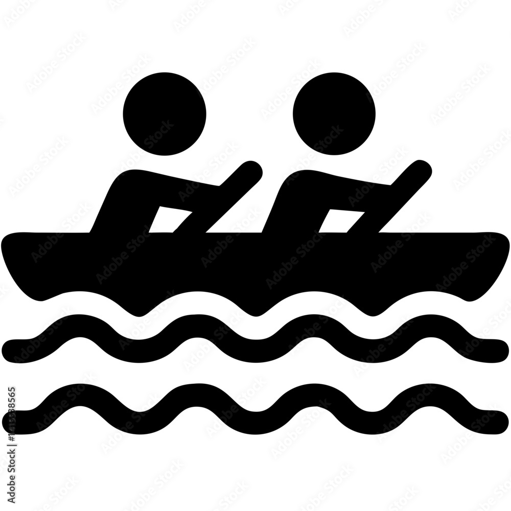 Fototapeta premium Two people kayaking on water waves