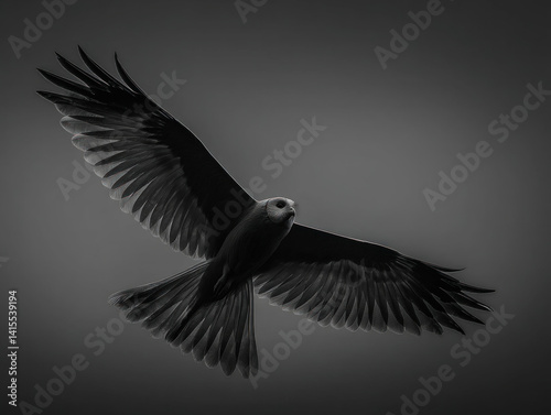 Obraz na płótnie A striking silhouette of a barn owl in flight w salonie