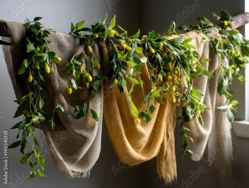 Obraz na płótnie An elegant draped garland for festive decorations w salonie