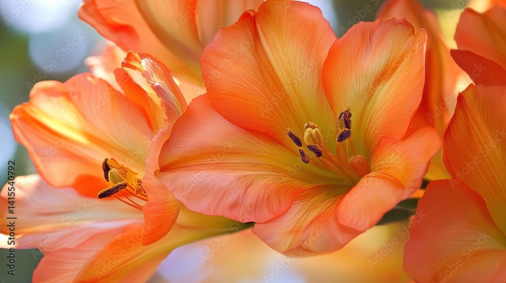 Vibrant Orange Blossoms of the African Tulip Tree: A Tropical Flora Close-Up Vibrant Orange Blossoms of the African Tulip Tree: A Tropical Flora Close-Up