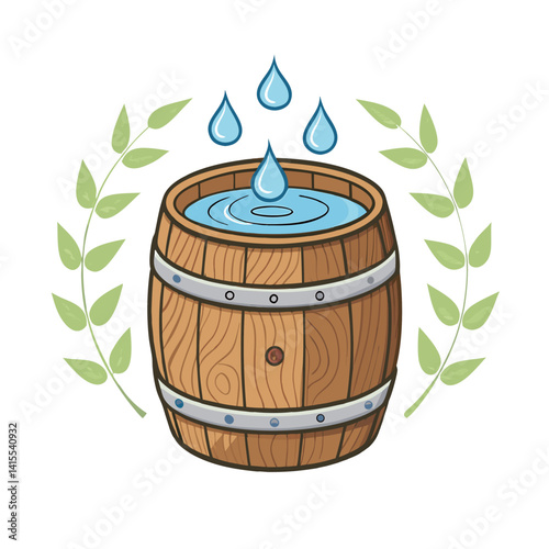 rain barrel filling vector