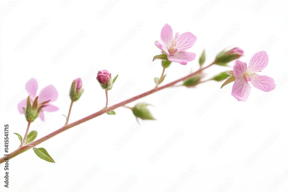Silene Latifolia Blooming: Close-Up of a Biennial Wildflower with Buds on Green Herb Background Silene Latifolia Blooming: Close-Up of a Biennial Wildflower with Buds on Green Herb Background