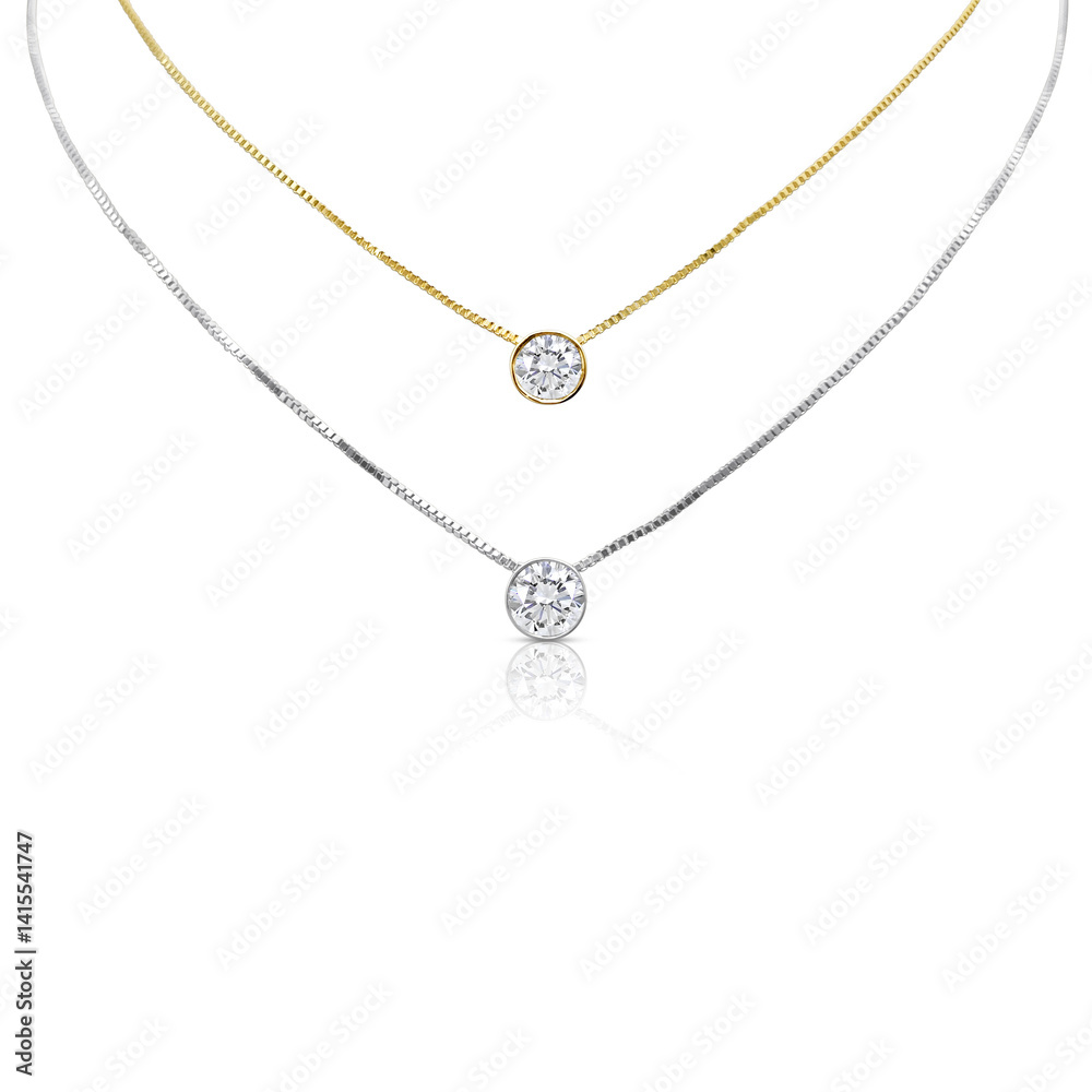 Fototapeta premium A gold and diamond flower pendant with a silver chain