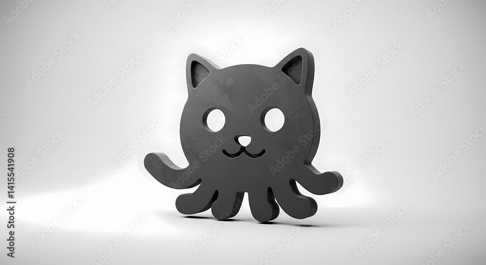 3D Render of Cute Black Cat Octopus Hybrid Cartoon Character 3D Render of Cute Black Cat Octopus Hybrid Cartoon Character