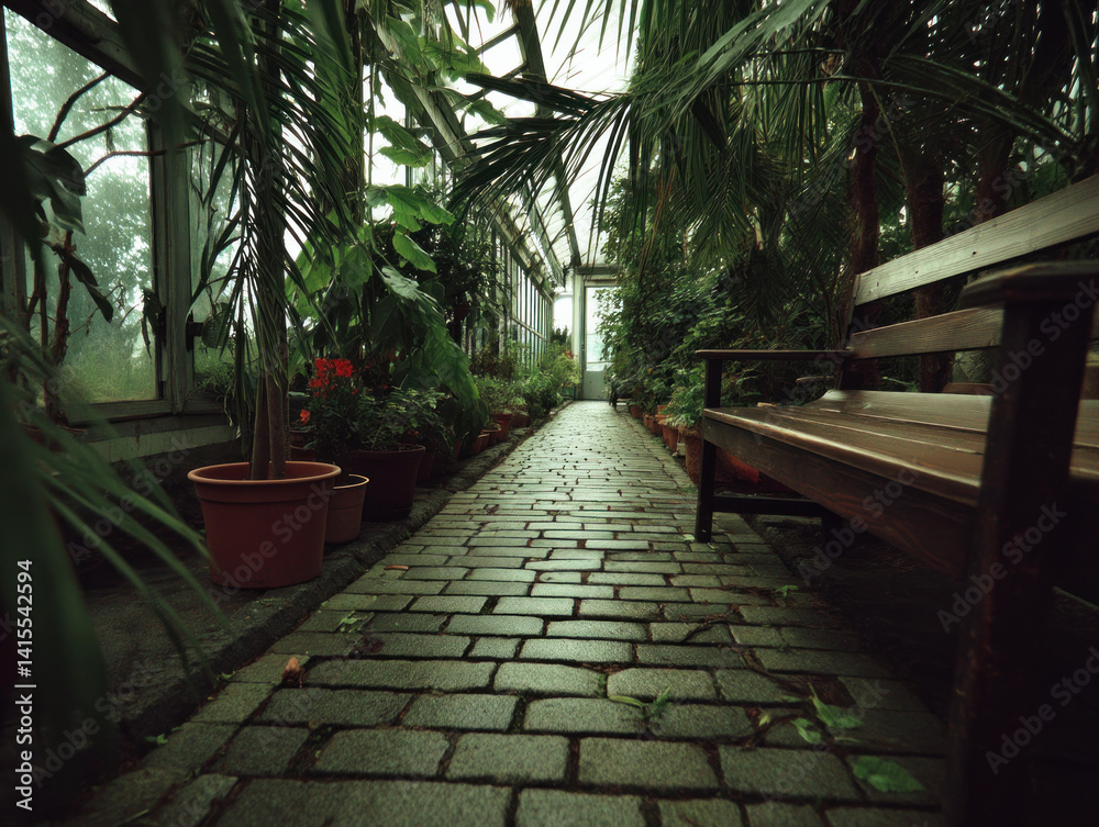indian garden with tropical plants