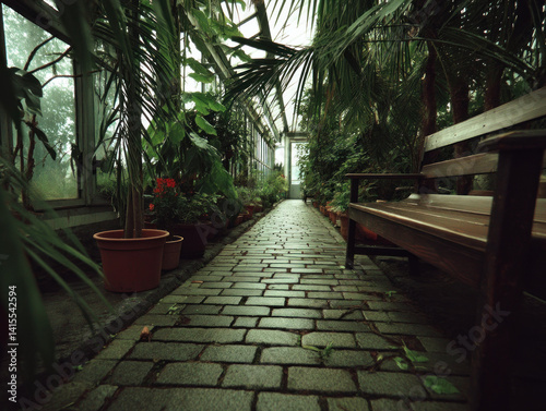 indian garden with tropical plants