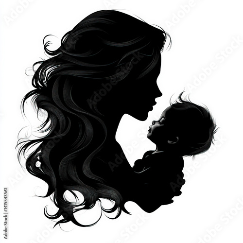 woman holding baby silhouet...