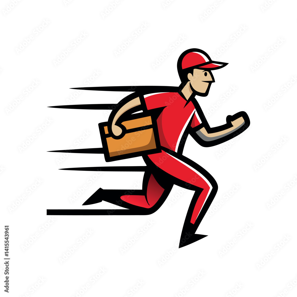 Fast Delivery Person Carrying Package in a Hurry Fast Delivery Person Carrying Package in a Hurry