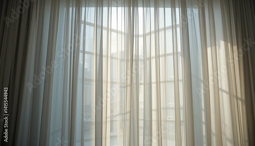 Wallpaper Mural Sunlight filtering through sheer curtains modern apartment interior photography urban environment soft focus serenity and tranquility Torontodigital.ca