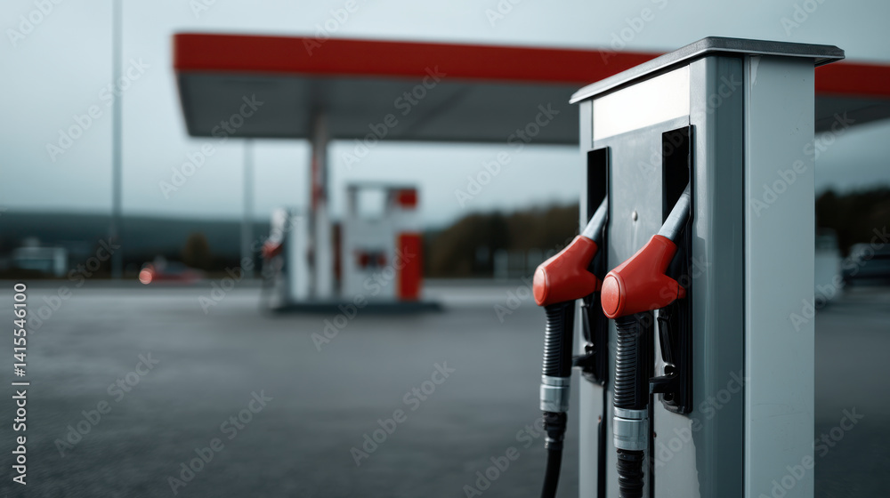 custom made wallpaper toronto digitalGas station with red fuel pumps in minimalistic style, evoking sense of calm