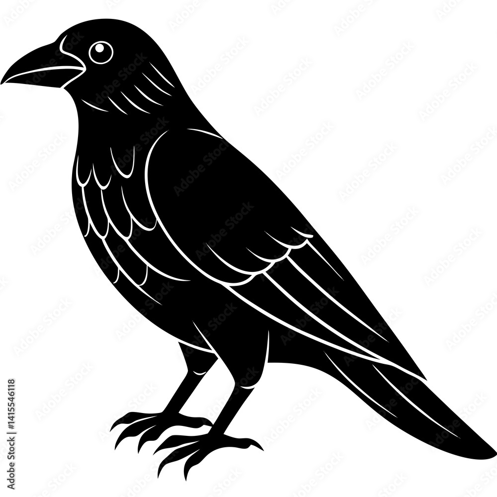 Fototapeta premium Animal Raven silhouette vector illustrator