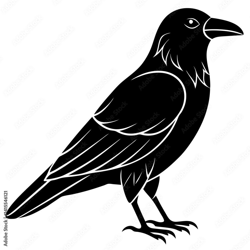 Naklejka premium Animal Raven silhouette vector illustrator