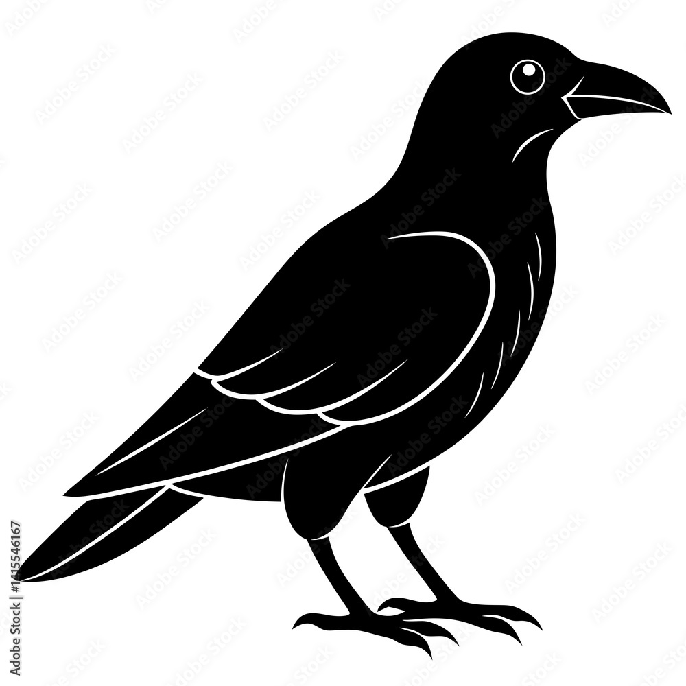 Fototapeta premium Animal Raven silhouette vector illustrator