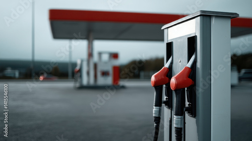 Wallpaper Mural Gas station with red fuel pumps in minimalistic style, evoking sense of calm Torontodigital.ca