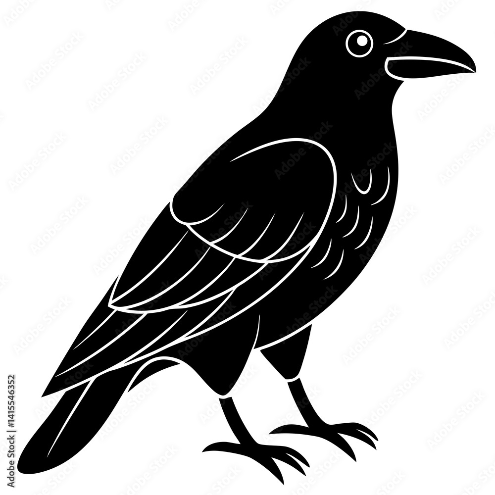 Fototapeta premium Animal Raven silhouette vector illustrator