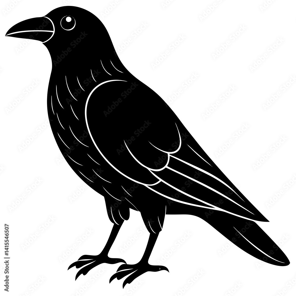 Fototapeta premium Animal Raven silhouette vector illustrator