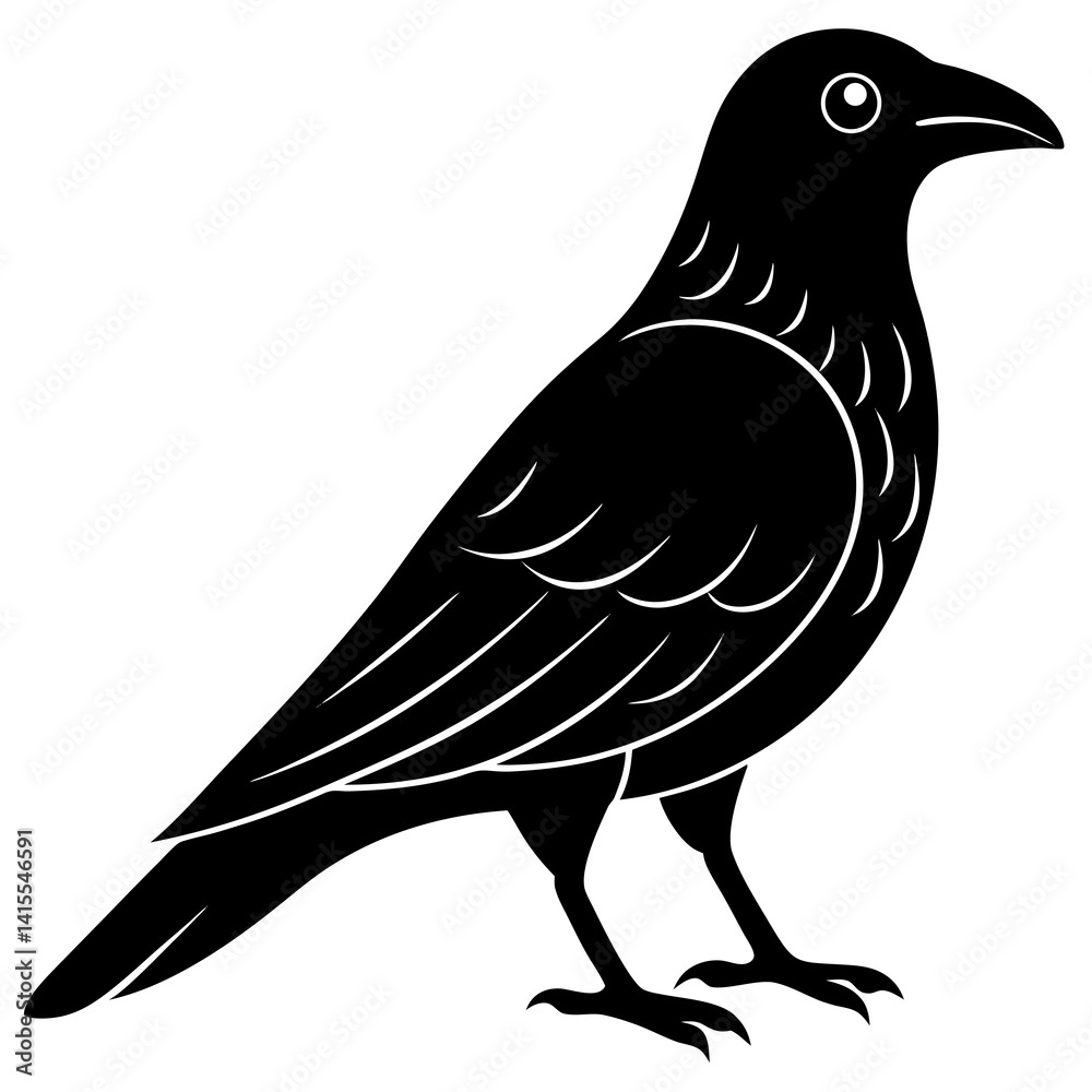 Fototapeta premium Animal Raven silhouette vector illustrator