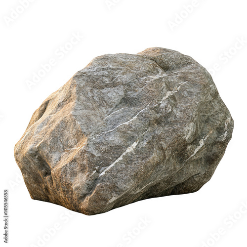 A textured, natural stone rock with gray and brown hues, isolated on a white background.