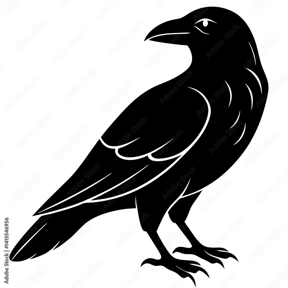 Fototapeta premium Animal Raven silhouette vector illustrator