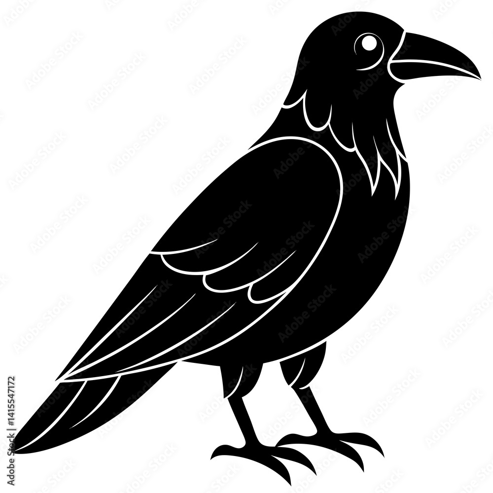 Fototapeta premium Animal Raven silhouette vector illustrator