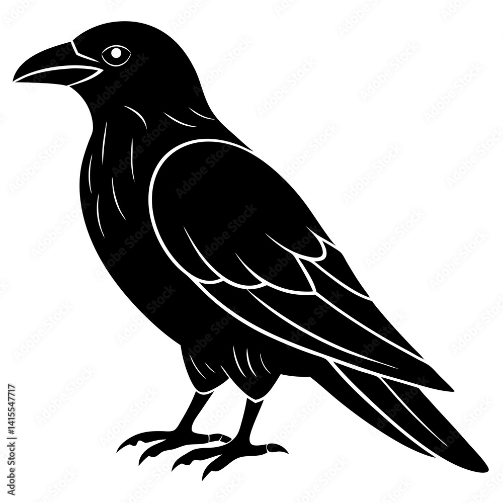 Fototapeta premium Animal Raven silhouette vector illustrator