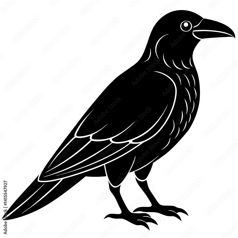 Fototapeta premium Animal Raven silhouette vector illustrator