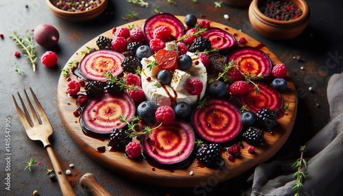 Wallpaper Mural Boysenberries roasted beetroot slices and goat cheese drizzled w Torontodigital.ca