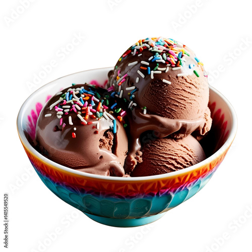 Chocolate ice cream in bowl