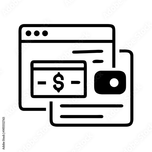 Payment Gateway Icon with Transaction Elements in Monochrome Style  