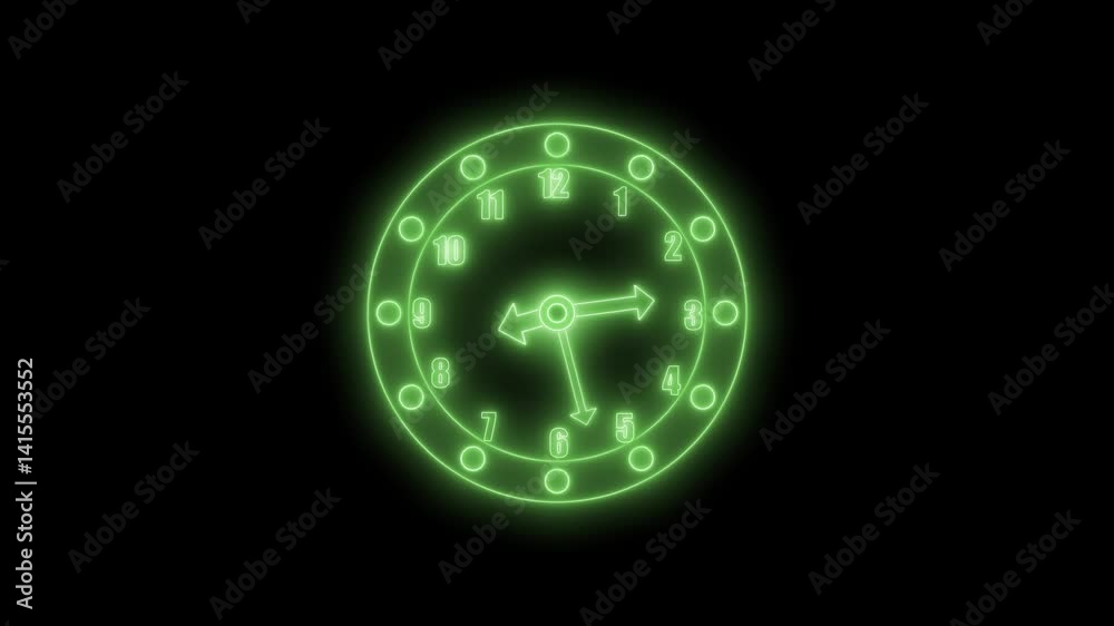 Glowing Abstract Neon Clock Design Isolated Animation, A glowing, abstract clock with a soft hue and blurred edges Glowing Abstract Neon Clock Design Isolated Animation, A glowing, abstract clock with a soft hue and blurred edges