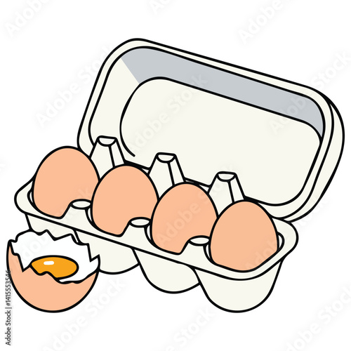 egg cardboard box farm fresh isolated vector illustration on white background