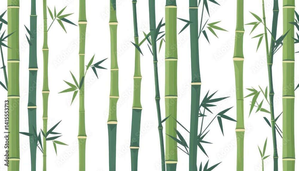 Obraz premium Fresh Green Bamboo Stalks on White Background for Nature Designs