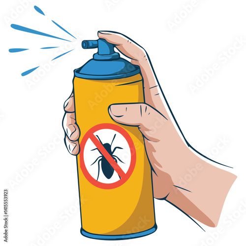 hand holding mosquito repellent spray isolated vector illustration on white background