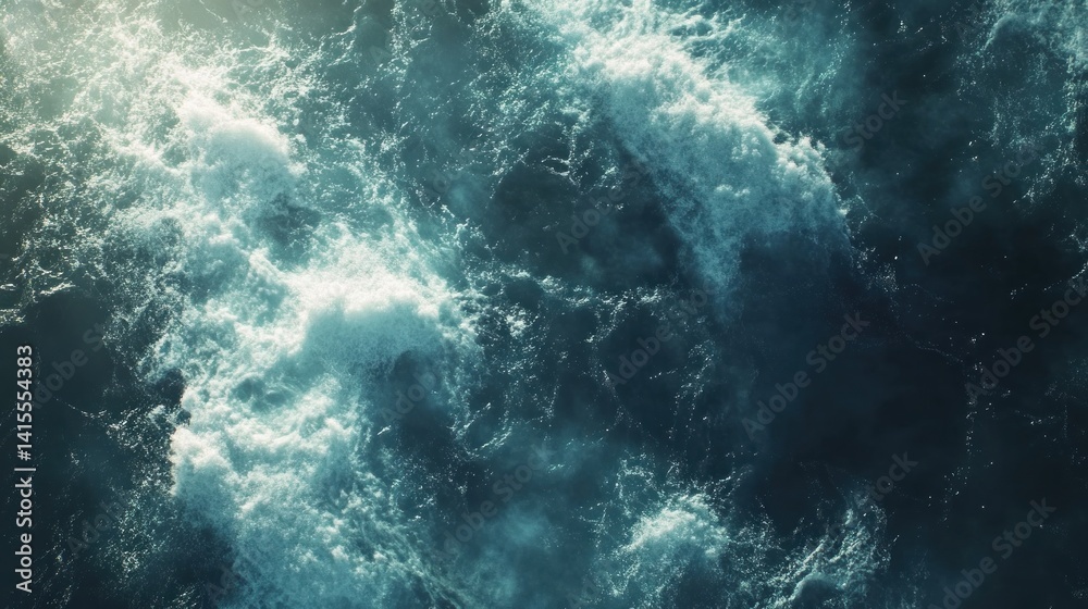Fototapeta premium Powerful ocean waves crashing in a turbulent sea.