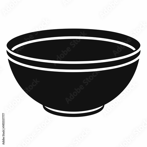 Empty Bowl Icon Silhouette for Kitchen and Food Serving
