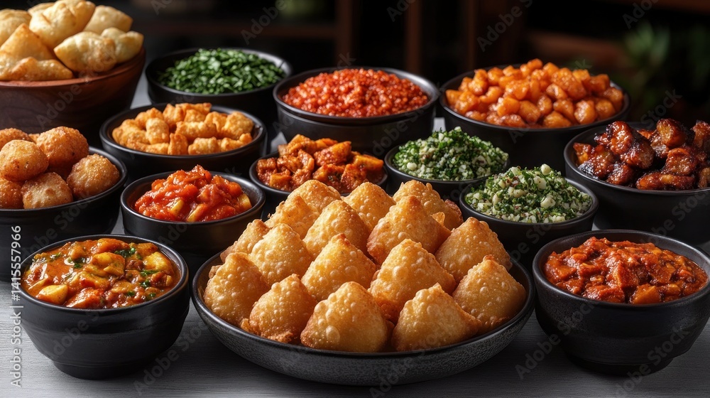 Obraz premium Assorted Indian snacks and sides