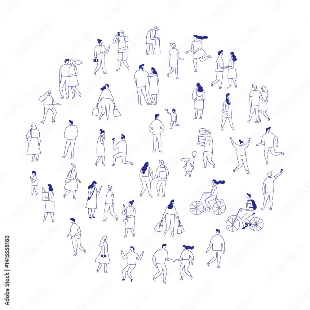 City People Crowd. Line art people big bundle isolated on white. Hand drawn People vector set. Male and female flat characters set City People Crowd. Line art people big bundle isolated on white. Hand drawn People vector set. Male and female flat characters set