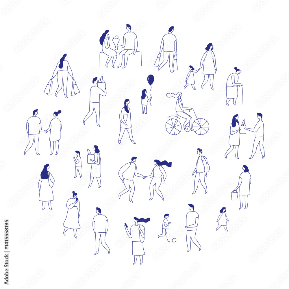 City People Crowd. Line art people big bundle isolated on white. Hand drawn People vector set. Male and female flat characters set City People Crowd. Line art people big bundle isolated on white. Hand drawn People vector set. Male and female flat characters set
