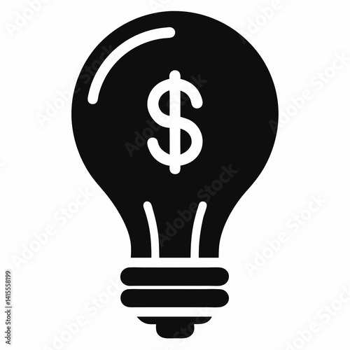 Light Bulb with Dollar Icon for Money Idea and Innovation
