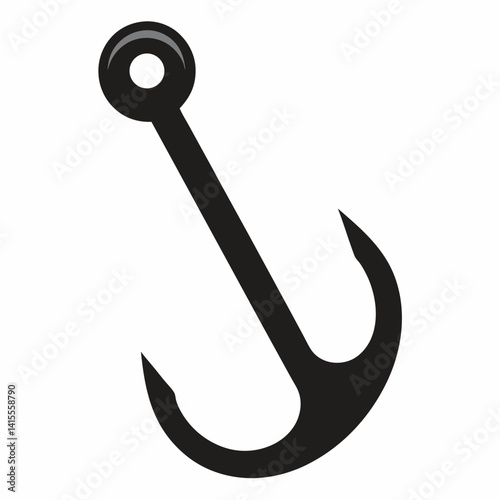 Fishing Hook Icon Isolated on White for Sport and Hobby