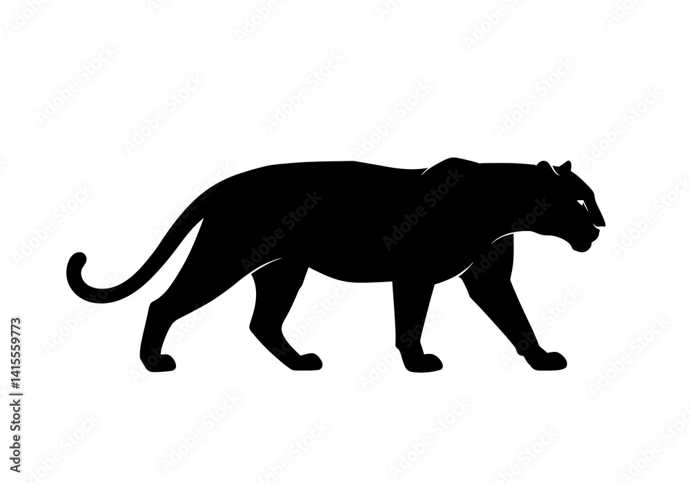 Black panther silhouette walking on white background Black panther silhouette walking on white background