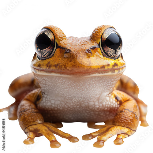 Close up of cute tree frog amphibian with big eyes isolated on black background on transparent background