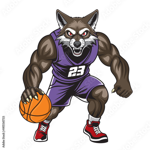 basketball mascot vector illustration jackal basketball design