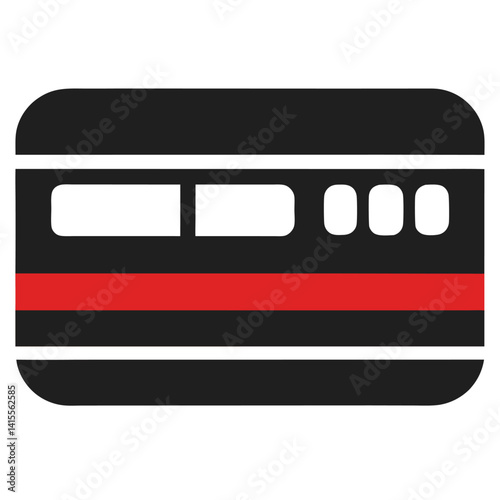 metro transport card icon silhouette minimal vector
