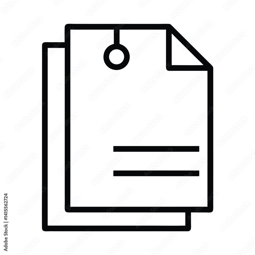 Stacked Documents Icon With Folded Corner and Two Horizontal Lines Stacked Documents Icon With Folded Corner and Two Horizontal Lines