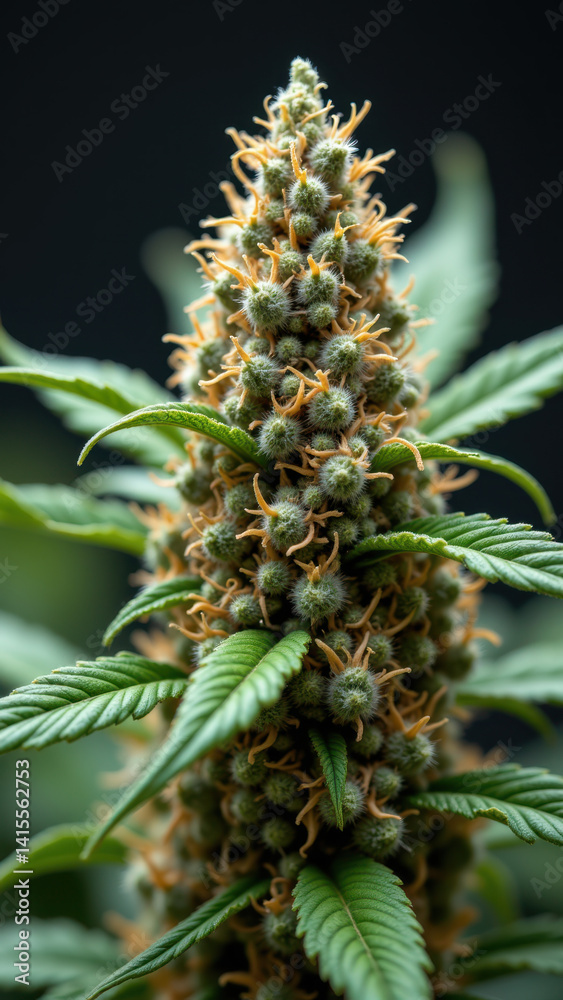 Close-up of a marijuana plant with visible THCA crystals. Close-up of a marijuana plant with visible THCA crystals.