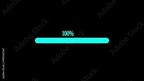 Please wait black and white loading bar animation. Volume scale visualization outline 3D cartoon 4K video downloader motion graphic. Level status.