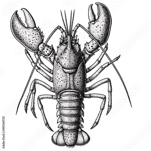 Detailed lobster illustration on white background