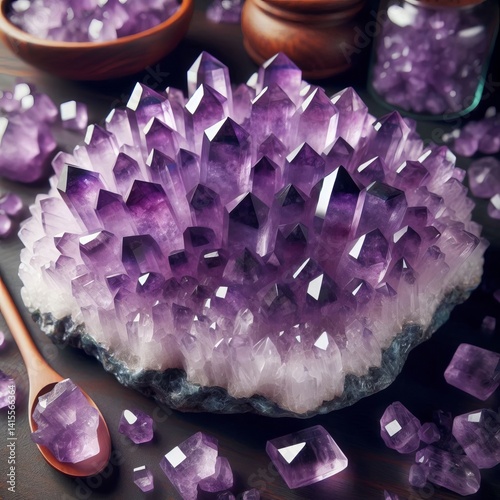 Amethyst A violet variety of quartz its color due to irradiation
