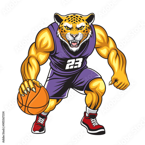 basketball mascot vector illustration jaguar basketball design